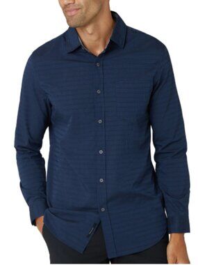 Tahari Navy Button-Up Shirt